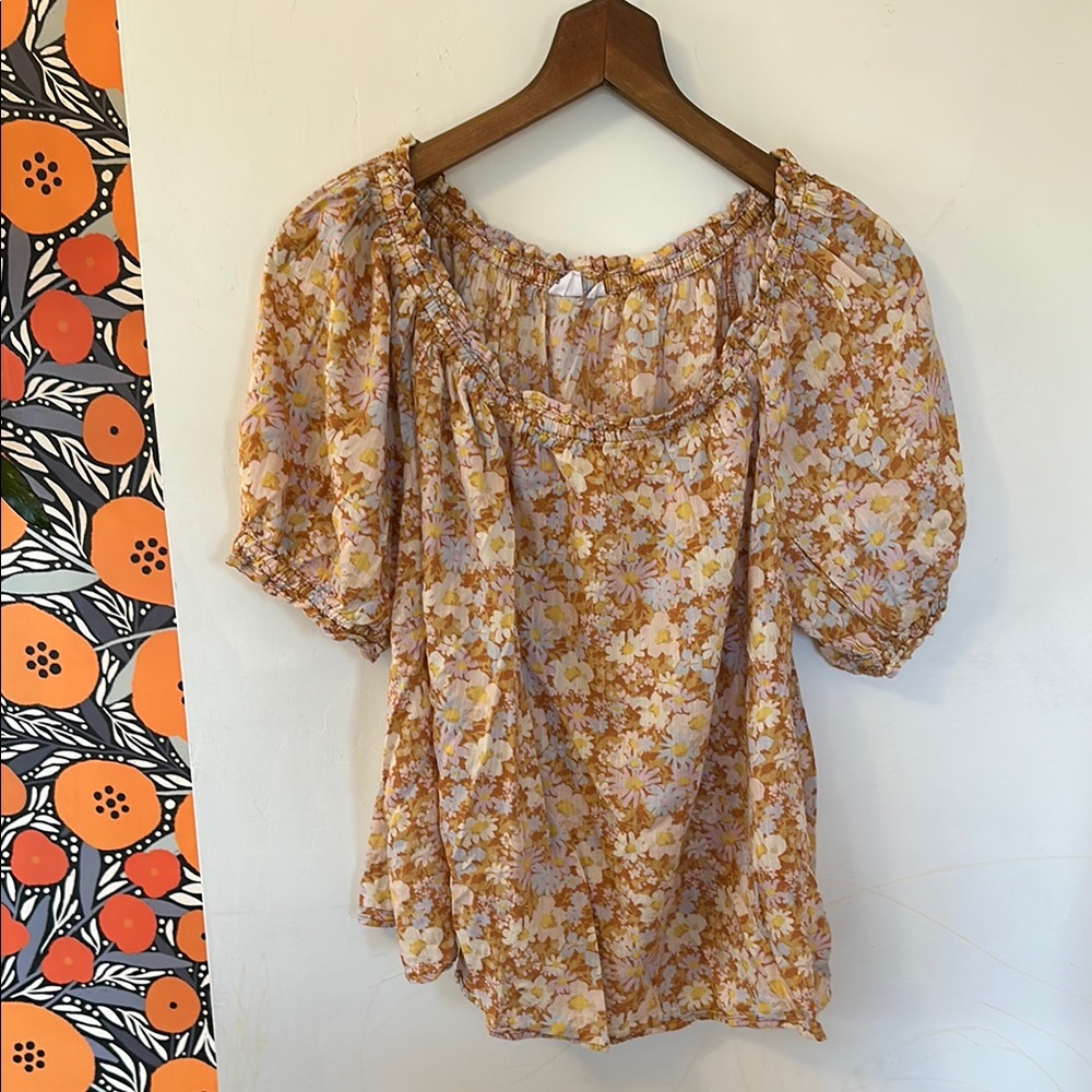 Gap Floral Puff Sleeve Blouse | medium